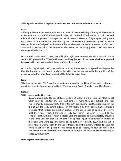 Agcaoili Vs Suguitan, 48 Phil 676, G.R. No. 24806, February.
